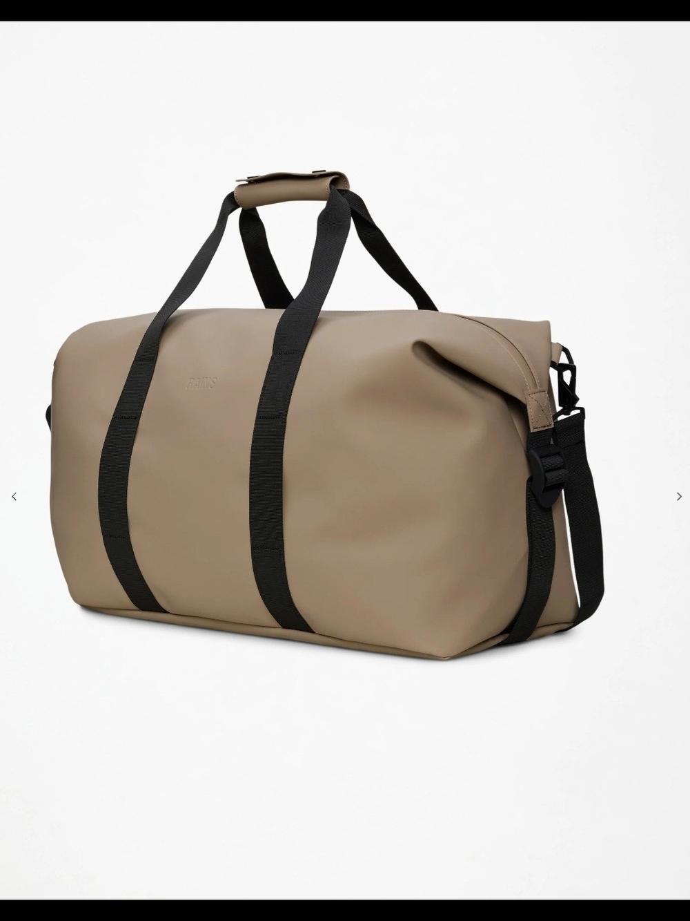 Rains Khaki Duffel Bag with Black Straps